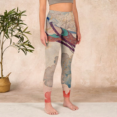 Buddha Stones Dunhuang Flying Apsaras Auspicious Clouds Print Fitness Leggings Women's Yoga Pants - image 4