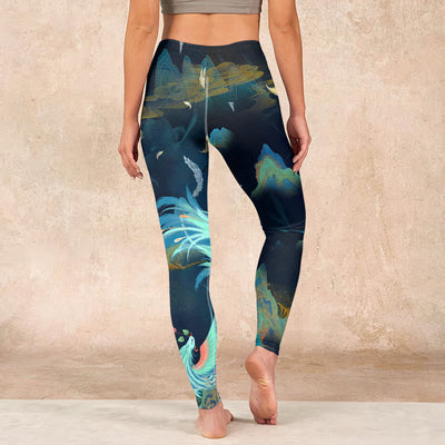 Buddha Stones Mountains Phoenix Feather Exercise Leggings Women's Yoga Pants - image 15