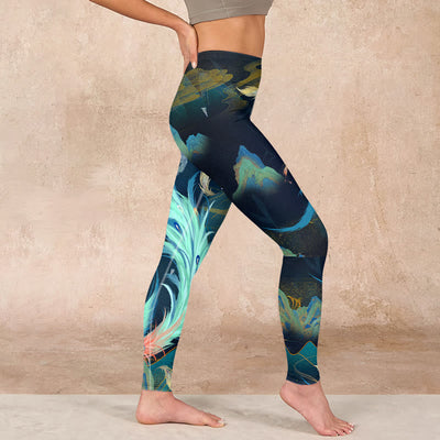 Buddha Stones Mountains Phoenix Feather Exercise Leggings Women's Yoga Pants - image 17