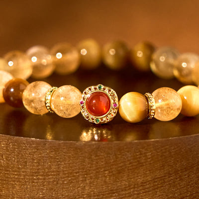 Foviel Citrin Tigerauge Rot Achat Großzügigkeit Armband