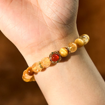 Foviel Citrin Tigerauge Rot Achat Großzügigkeit Armband
