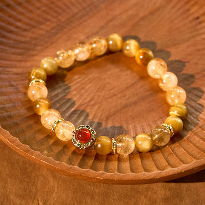 Foviel Citrin Tigerauge Rot Achat Großzügigkeit Armband
