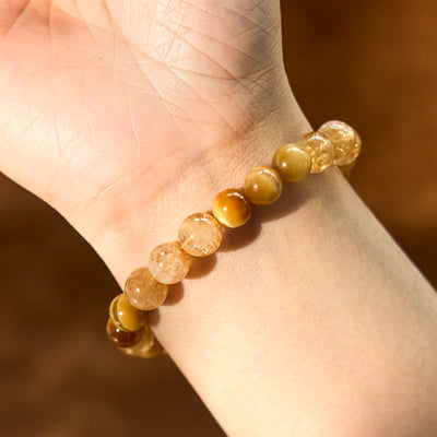 Foviel Citrin Tigerauge Rot Achat Großzügigkeit Armband