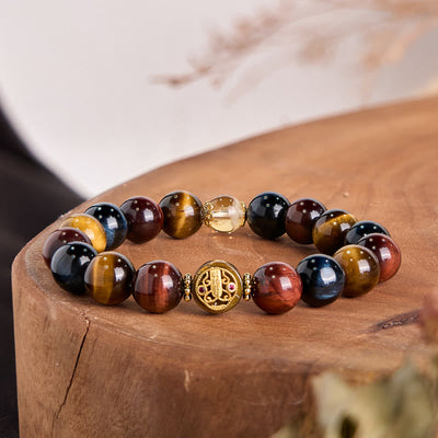 Foviel Tiger Augenstein Perlen Schutz Mut Armband
