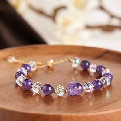 Foviel Natürliche Amethyst Pixiu Kristall Balance Armband