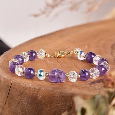 Foviel Natürliche Amethyst Pixiu Kristall Balance Armband