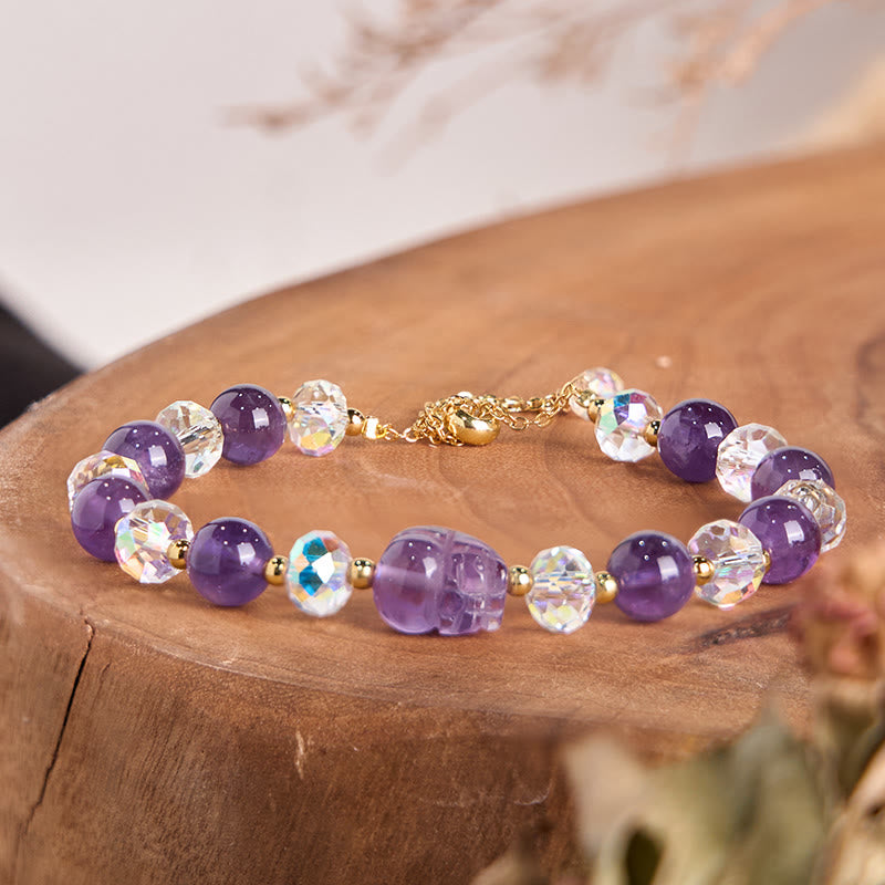 Foviel Natürliche Amethyst Pixiu Kristall Balance Armband