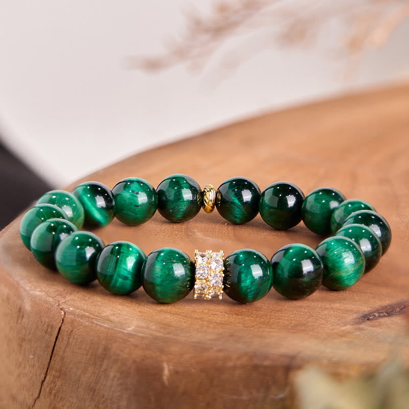 Bracelet positif Foviel en œil de tigre vert