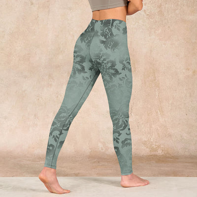 Buddha Stones Casual Flower Leaves Print Gym Fitness Leggings Women's Yoga Pants - image 5