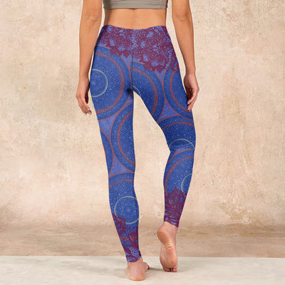 Buddha Stones Purple Compass Mandala Flower Print Gym Fitness Leggings Women's Yoga Pants - image 15