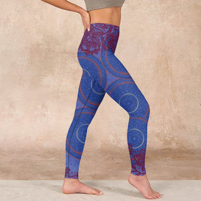 Buddha Stones Purple Compass Mandala Flower Print Gym Fitness Leggings Women's Yoga Pants - image 17