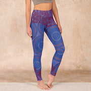 Foviel Purple Compass Mandala Flower Print Gym Fitness Leggings Women's Yoga Pants