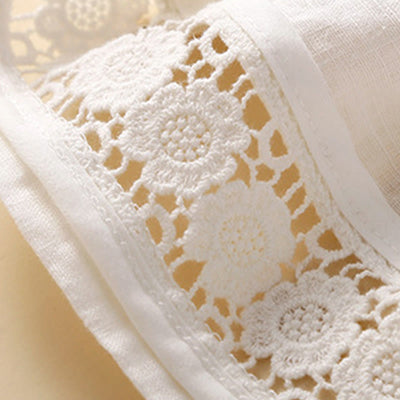 Buddha Stones Plain Color Bottom Hollow Lace Design Lace-up Cotton Women's Shorts With Pockets - image 27