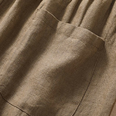 Buddha Stones Casual Solid Color Turn Up Cuff Belt Cotton Linen Women's Shorts With Pockets - image 5