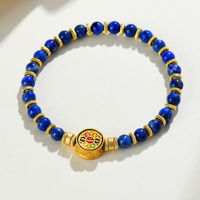 Buddha Stones Natural Lazurite Om Mani Padme Hum Bead Balance Bracelet - image 9