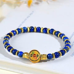Buddha Stones Natural Lazurite Om Mani Padme Hum Bead Balance Bracelet - Lazurite (Wrist Circumference: 14-16cm) - image 0
