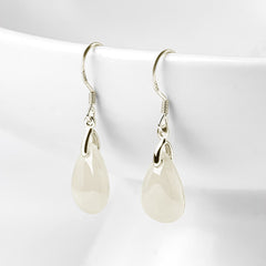 Buddha Stones 925 Sterling Silver Jade Water Drop Pattern Luck Prosperity Dangle Earrings - Jade(Prosperity♥Abundance) - image 0