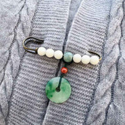 Foviel Bodhi Seed Jade Peace Buckle Luck Brooch