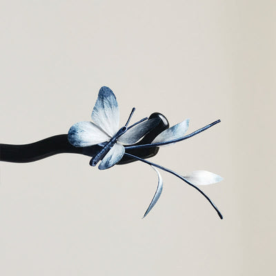 Foviel Handmade Velvet Flower Mulberry Silk Butterfly Brooch Hairpin