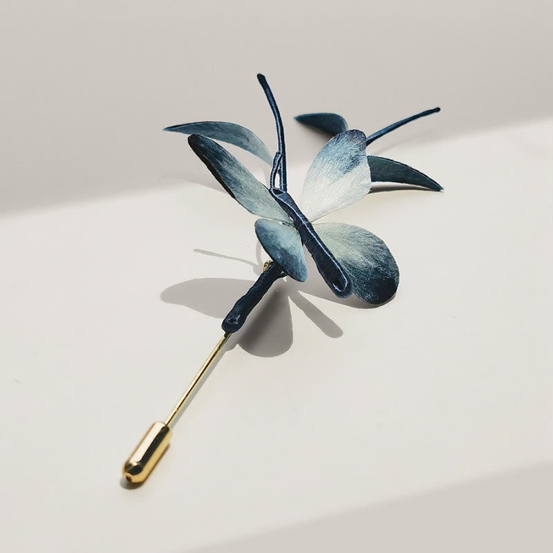 Foviel Handmade Velvet Flower Mulberry Silk Butterfly Brooch Hairpin