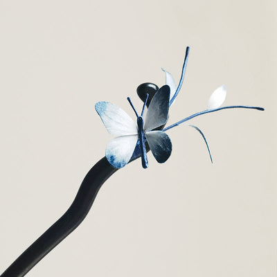 Foviel Handmade Velvet Flower Mulberry Silk Butterfly Brooch Hairpin