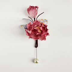 Foviel nl handgemachte Velvet Blume Mulberry Seide rote Blume Brosche