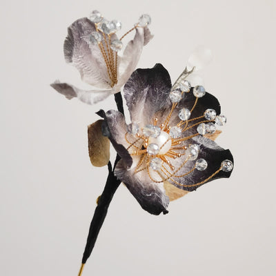 Foviel Handmade Velvet Flower Mulberry Silk Flowers Leaves Brooch