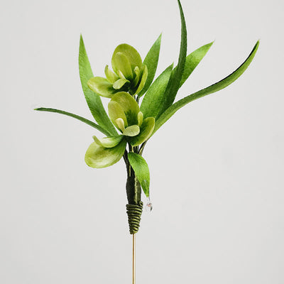 Foviel Handmade Velvet Flower Mulberry Silk Green Flowers Leaves Brooch Hairpin