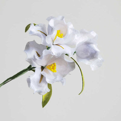 Foviel von Hand handgemacht Velvet Blume Mulberry Seide Weiß Iris Blume Brosche