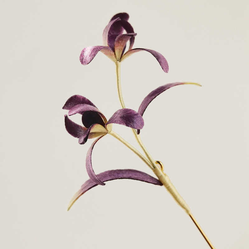 Foviel Handgefertigt Velvet Blume Mulberry Seide Orchidee Blume Brosche