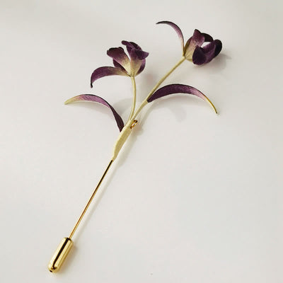 Foviel Handgefertigt Velvet Blume Mulberry Seide Orchidee Blume Brosche