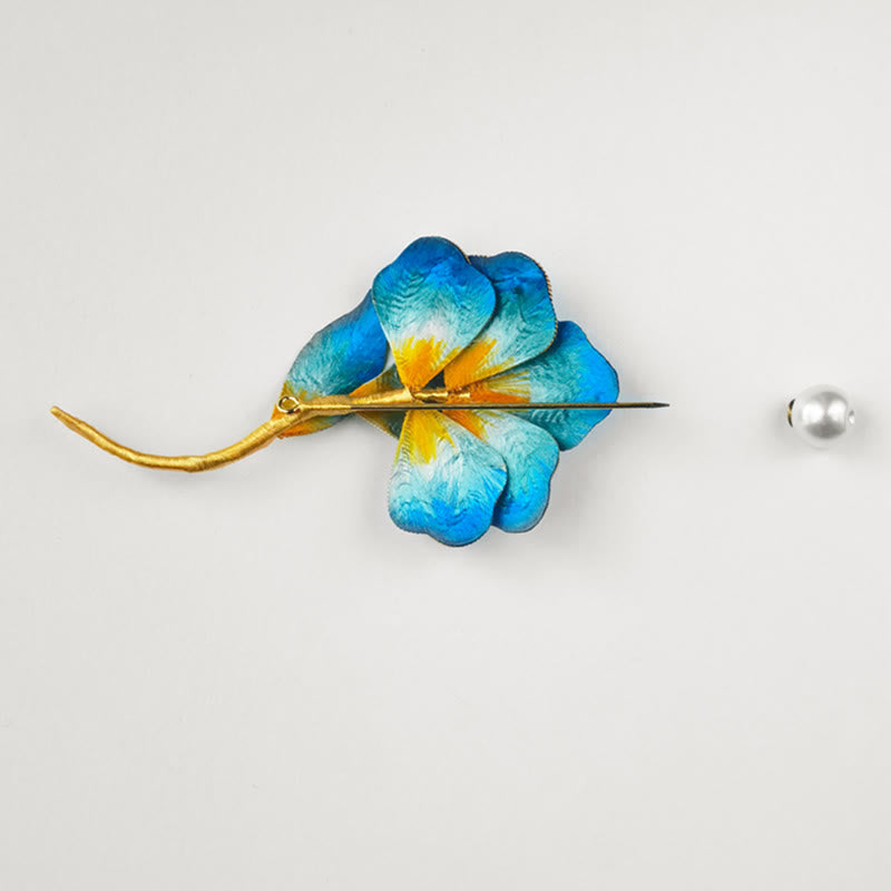 Foviel Handgefertigt Velvet Blume Mulberry Seide Blaue Blume Brosche