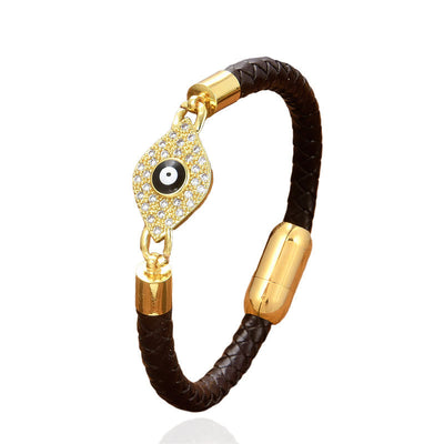 Foviel Böse Augenschutz Leder Metall Schnalle Armband