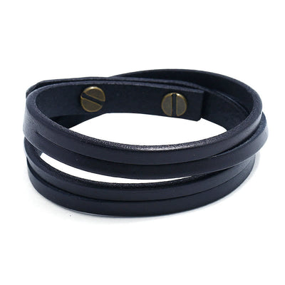Foviel Vintage Multi-layer Leather Strength Buckle Bracelet