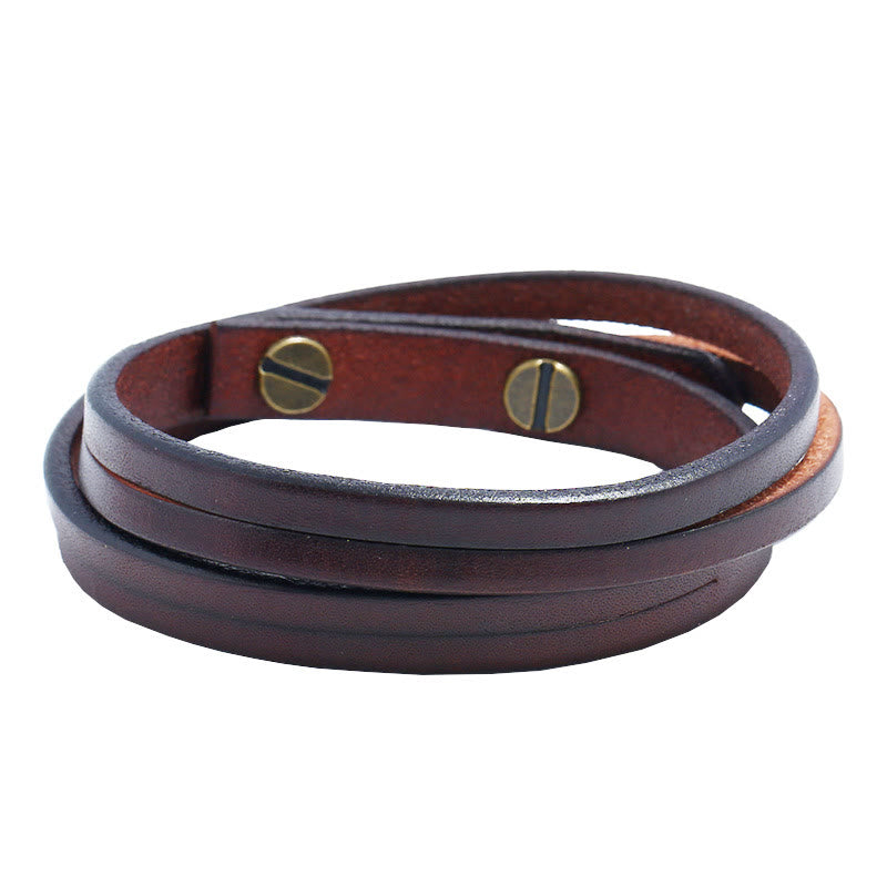 Foviel Vintage Multi-layer Leather Strength Buckle Bracelet
