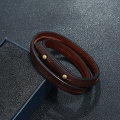 Foviel Vintage Multi-layer Leather Strength Buckle Bracelet