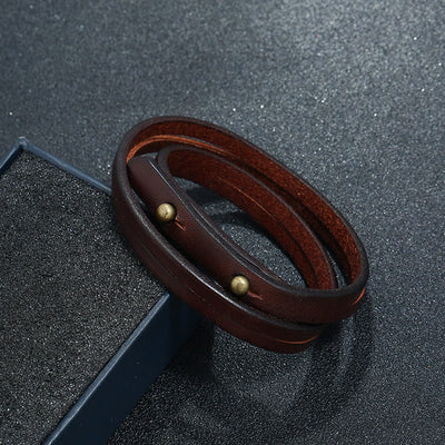 Foviel Vintage Multi-layer Leather Strength Buckle Bracelet