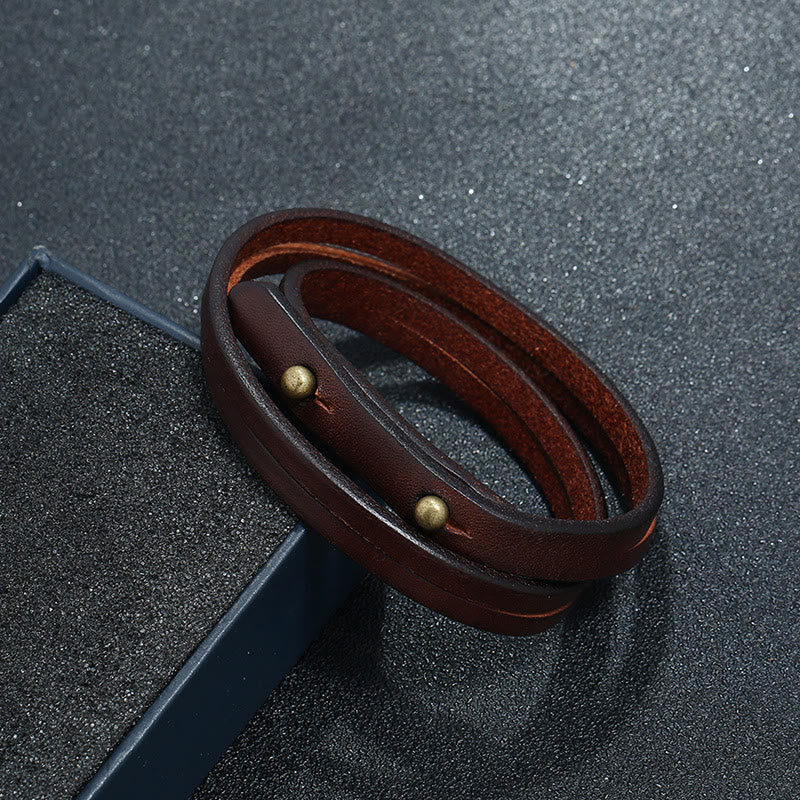 Foviel Vintage Multi-layer Leather Strength Buckle Bracelet