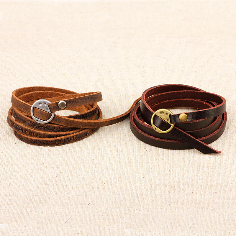 Foviel Vintage Multi-layer Leather Buckle Confidence Bracelet