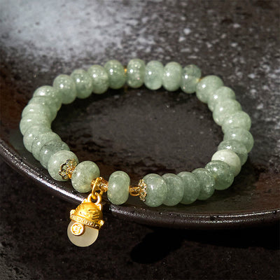 Foviel Erdbeerquarz cyanfarbene Jade Glückliche Katze Perlen spirituell Armband