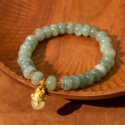 Foviel Erdbeerquarz cyanfarbene Jade Glückliche Katze Perlen spirituell Armband
