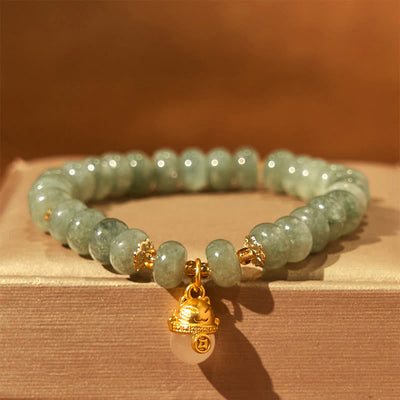 Foviel Erdbeerquarz cyanfarbene Jade Glückliche Katze Perlen spirituell Armband
