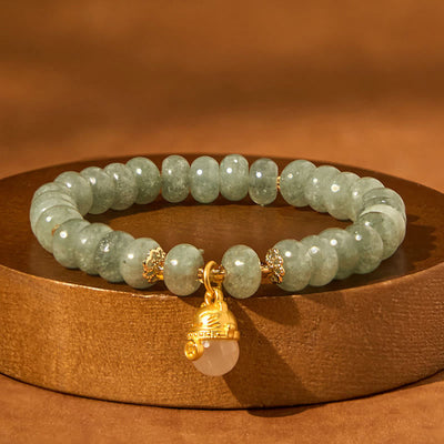 Foviel Erdbeerquarz cyanfarbene Jade Glückliche Katze Perlen spirituell Armband