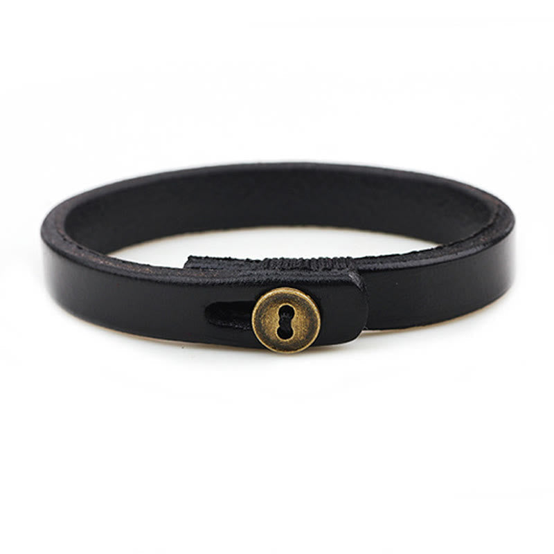 Foviel Vintage Plain Leather Button Buckle Confidence Bracelet