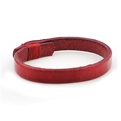 Foviel Vintage Einfarbige Leder Knopf Schnalle Vertrauen Armband