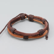 Bracelet de force Foviel en cuir vintage et corde de chanvre tressée
