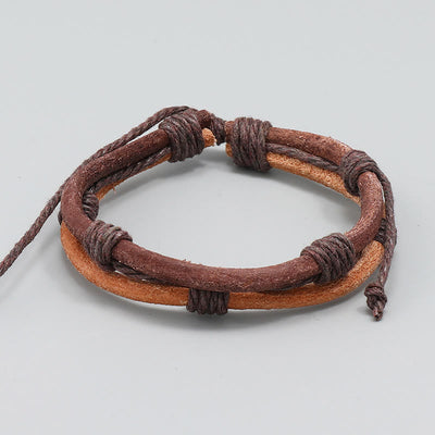 Foviel Vintage Leder Handgewebt Hanfseil Stärke Armband