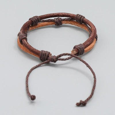 Foviel Vintage Leder Handgewebt Hanfseil Stärke Armband
