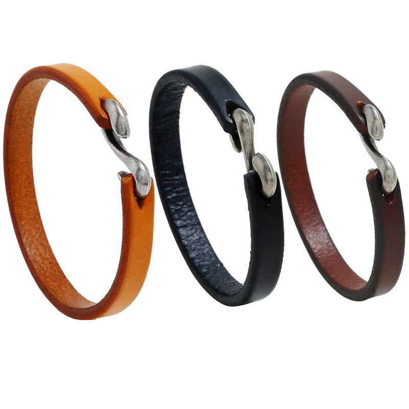 Bracelet Foviel en cuir vintage avec boucle unie et renforcée