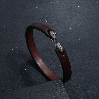 Bracelet Foviel en cuir vintage avec boucle unie et renforcée